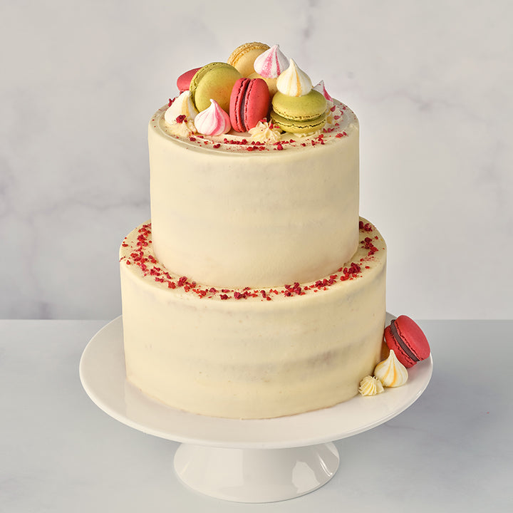 Lemon Macaron 2 Tier Cake