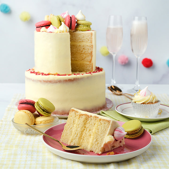 Lemon Macaron 2 Tier Cake