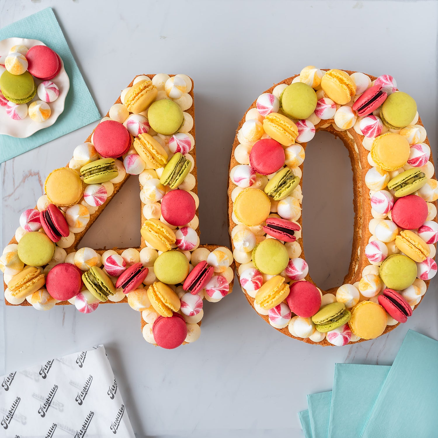 Lemon Macaron Number Cake