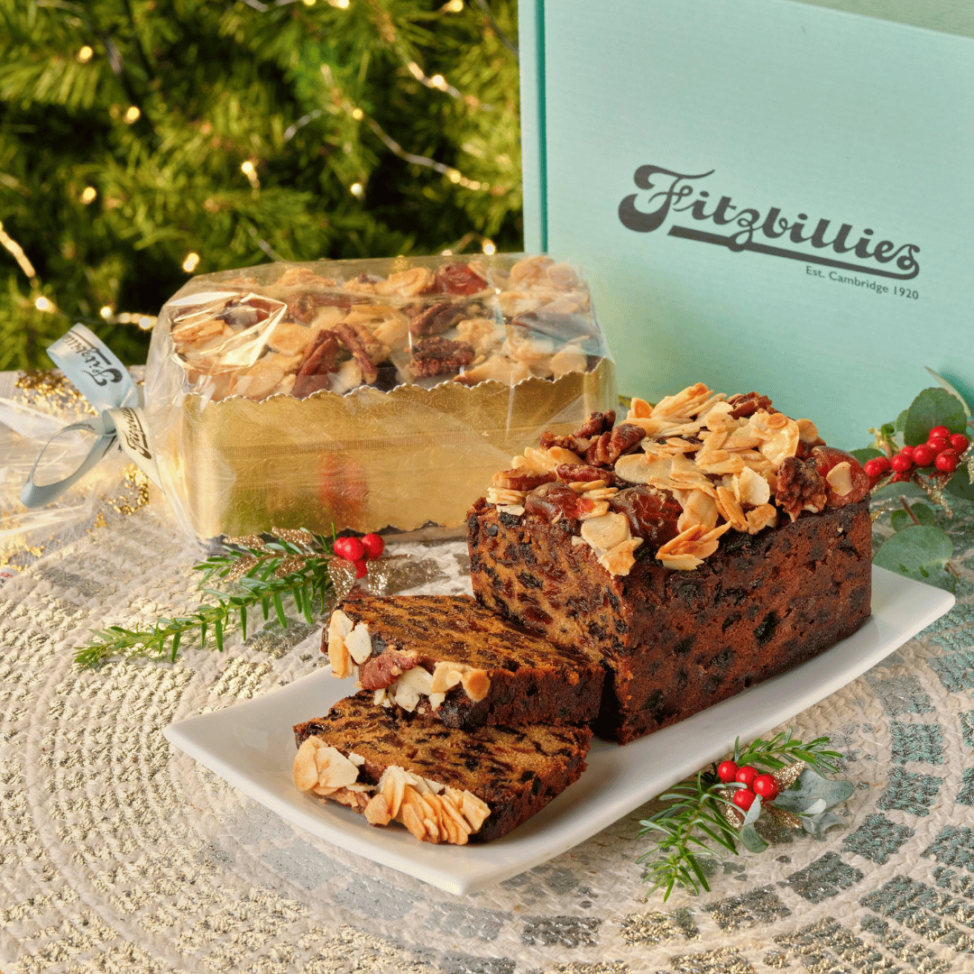 Fruit & Nut Topped Christmas Bar Cake