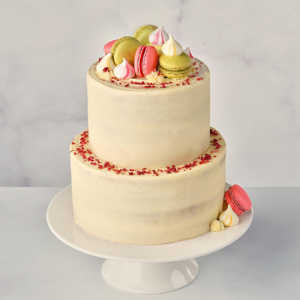 Lemon Macaron 2 Tier Cake